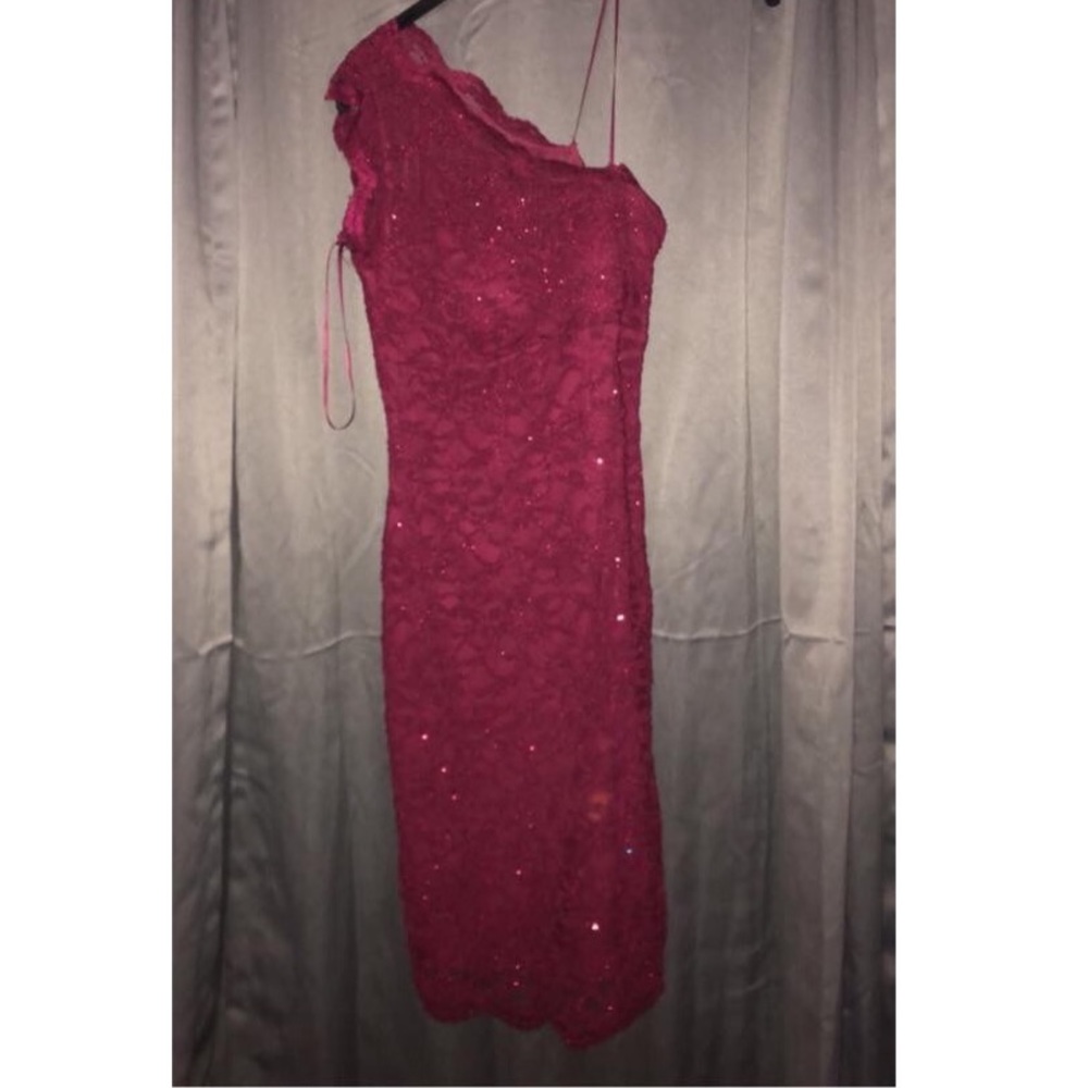 Off the shoulder burgundy dress